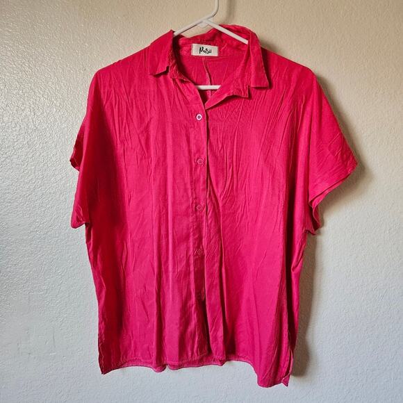 Blouse Button Down Pink Medium - Picture 1 of 6